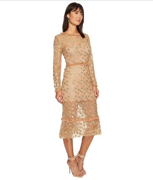 For Love and Lemons●Golden Garden Tulle Midi Dress - Picture 3 of 5